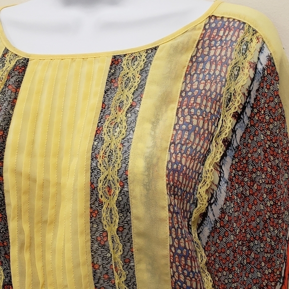 Ryu Womens Yellow Sheer Top Size Small - Picture 3 of 8